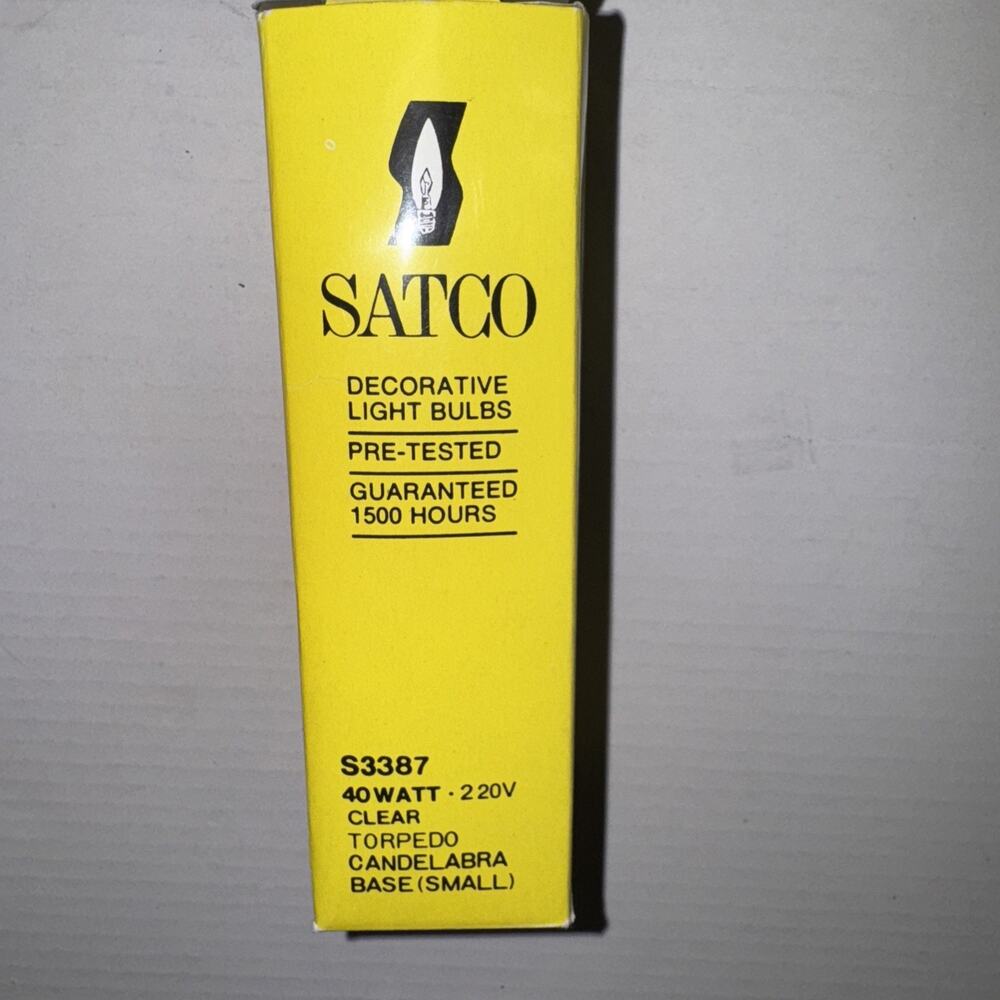 Satco S3387 40watt Clear Torpedo Light Bulb